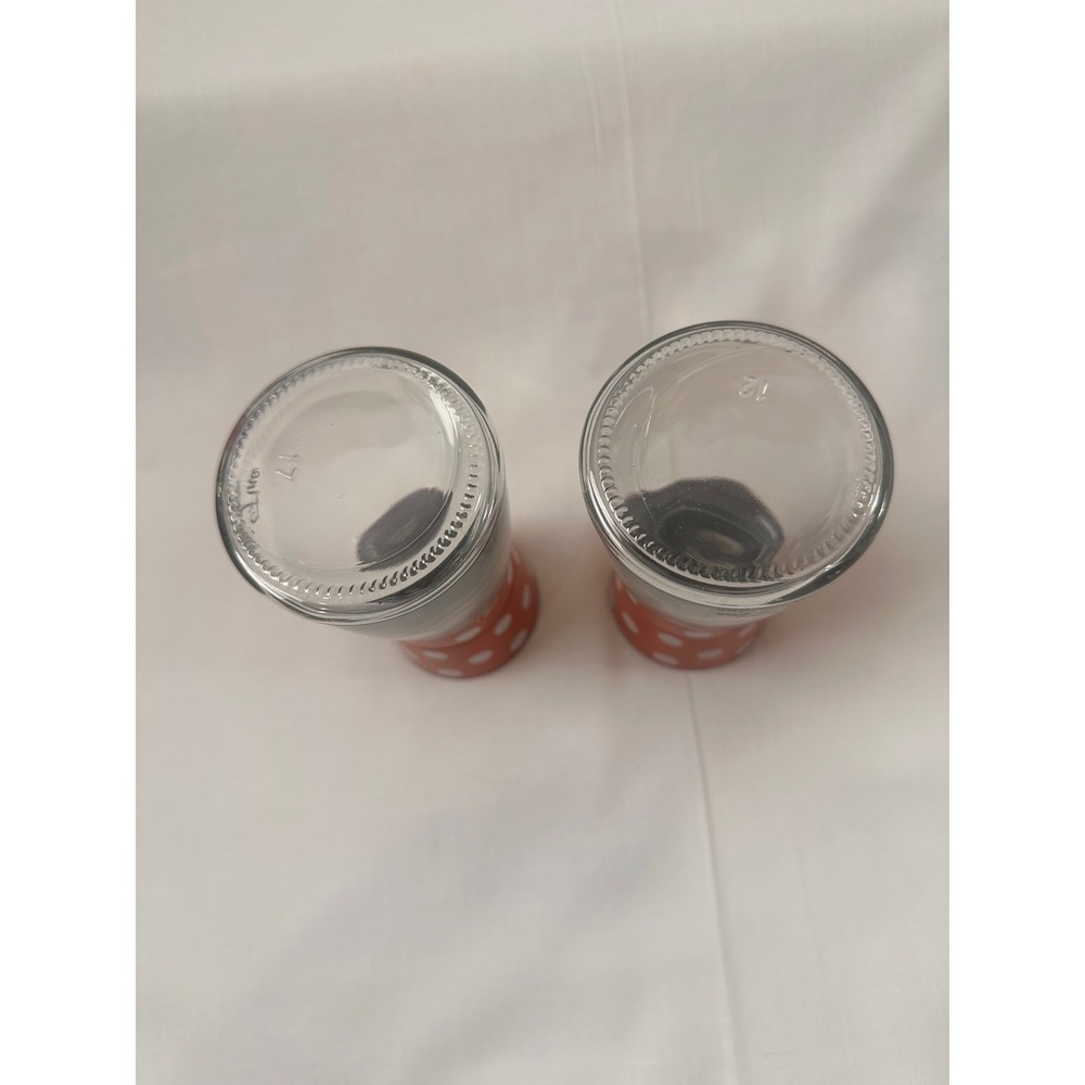 Soul Fine Red White Polka Dot Salt and Pepper Grinder Set Glass Manual Mills 5" - Picture 7 of 9